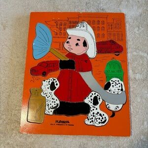 Vintage Play School Fireman 17 pc Wooden Puzzle